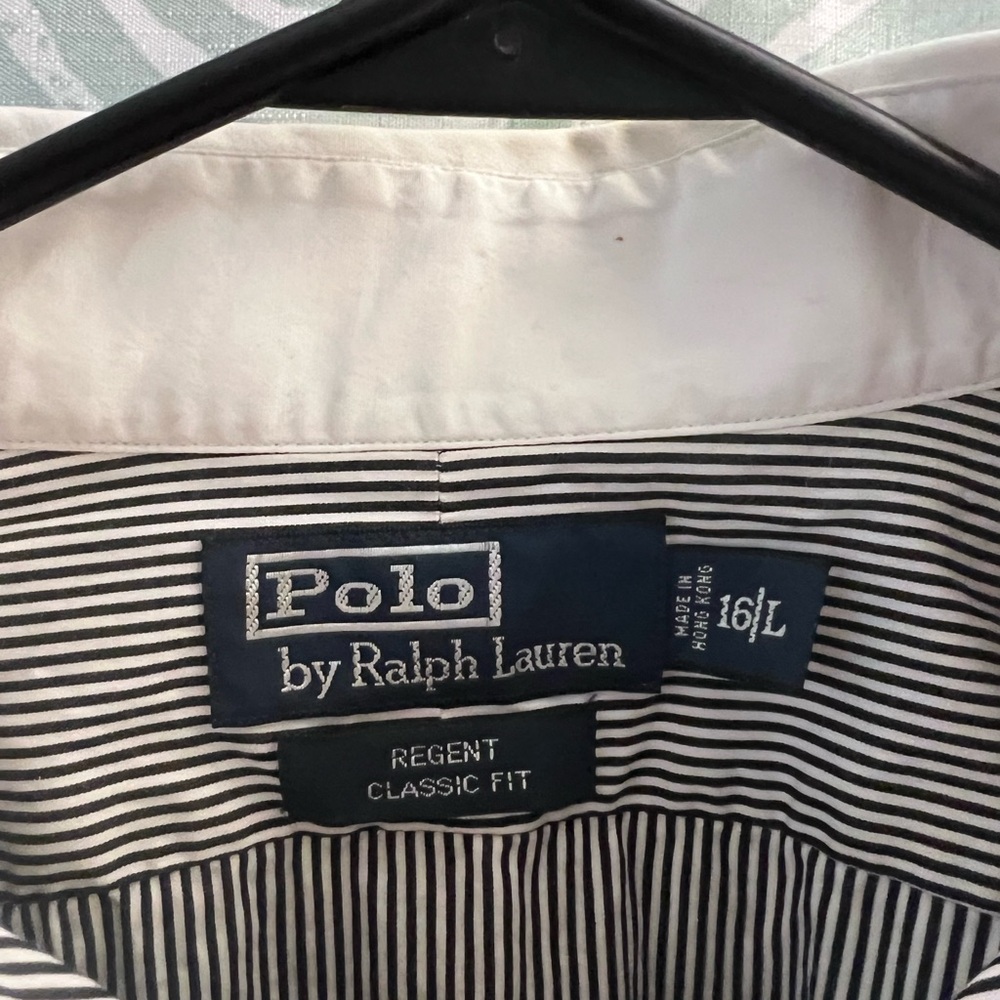 Polo Ralph Lauren Regent Classic Fit Striped Dress Shirt 16/L Black White - Picture 3 of 7